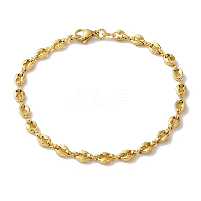 Ion Plating(IP) 304 Stainless Steel Coffee Bean Chain Bracelets for Women or Men X-BJEW-A019-01G-1