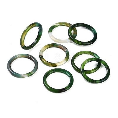 Dyed & Heated Natural Striped Agate/Banded Agate Finger Rings for Women RJEW-Z075-01R-1
