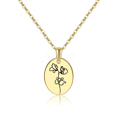 Brass Birth Month Flower Pendant Necklace HUDU-PW0001-034D-1-1