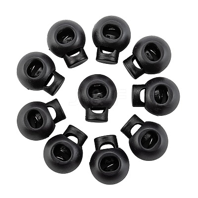 1-Hole Dyed Iron Spring Loaded Eco-Friendly Plastic Round Buckle Cord Toggle Lock Beans Stoppers for Sportwear Luggage Backpack Straps LS-X-FIND-E004-60B-18mm-1