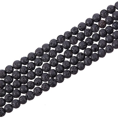 Natural Lava Rock Gemstone Round Bead Strands X-G-R285-4mm-06-1