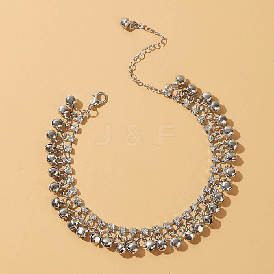 Alloy Crystal Rhinestone Bell Charm Tassel Anklets for Women WG95FC9-02-1