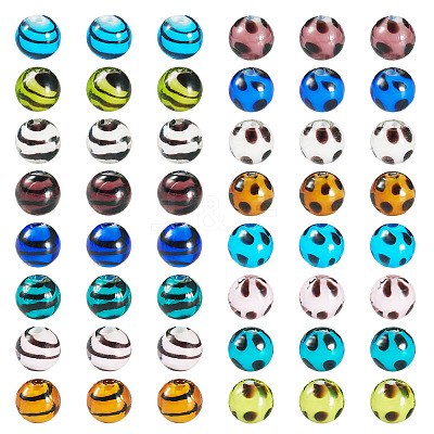 64Pcs 16 Styles Handmade Lampwork Beads LAMP-TA0001-59A-1