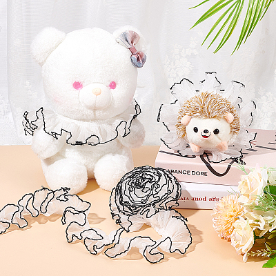 Polyester Pleated Lace Trim SRIB-FG0001-08-1