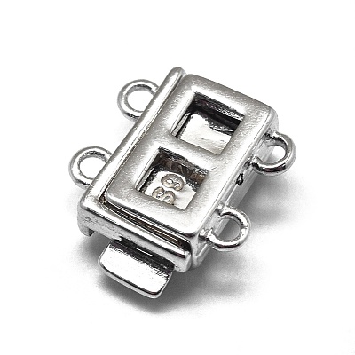 Anti-Tarnish Rhodium Plated 925 Sterling Silver Box Clasps STER-L057-016P-1