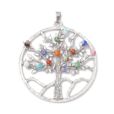 Handmade Millefiori Glass Pendants PALLOY-JF02633-1