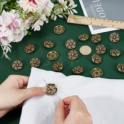 20Pcs Alloy Shank Buttons BUTT-PH0001-58AB-1