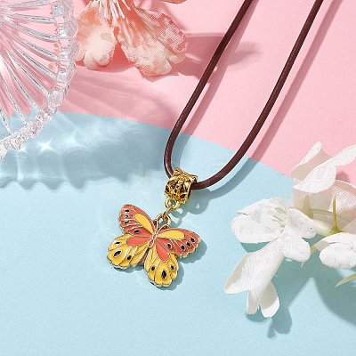 Alloy Enamel Butterfly Pendant Necklaces NJEW-JN04580-01-1