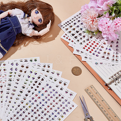 13Pcs 13 Styles Water Transfer Eyes Stickers AJEW-WR0002-89-1