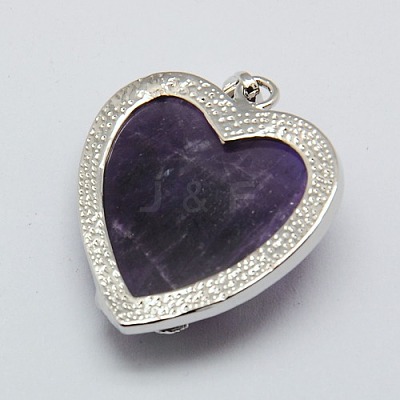 Heart Natural Amethyst Pendants GP356-4-1