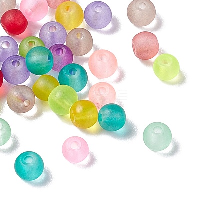 500Pcs 3 Style Transparent Frosted Glass Beads FGLA-FS0001-01-1