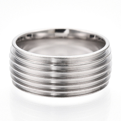 201 Stainless Steel Grooved Finger Ring Settings STAS-WH0047-09S-1