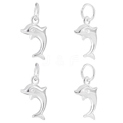 4Pcs 925 Sterling Silver Dolphin Charms STER-PH0002-30-1