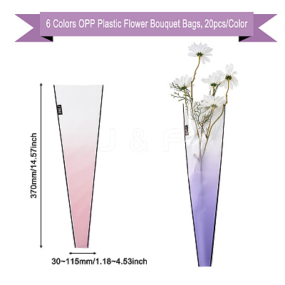 120Pcs 6 Colors Oriented Polypropylene(OPP) Plastic Gift Bags ABAG-MB0001-03-1