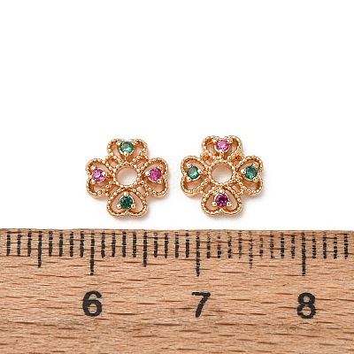 Brass Cubic Zirconia Bead Caps ZIRC-L105-03A-G-1