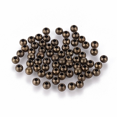 Antique Bronze Color Textured Round Beads X-EC247-NFAB-1