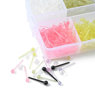 700Pcs Plastic Tiny Ball Stud Earrings with 150Pcs Ear Nuts for Women KY-YW0001-23-1