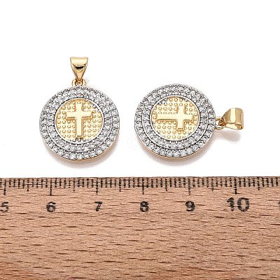 Religion Brass Micro Pave Clear Cubic Zirconia Pendants KK-N287-44GP-03-1