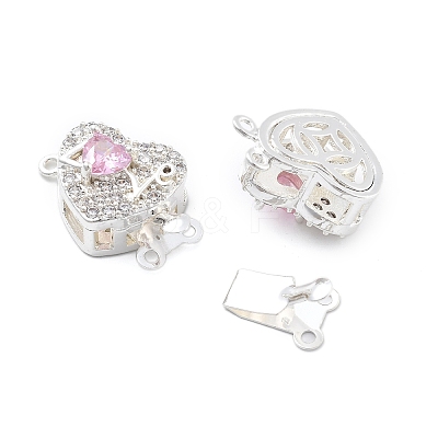 Brass Micro Pave Cubic Zirconia Box Clasps KK-B125-07S-01-1
