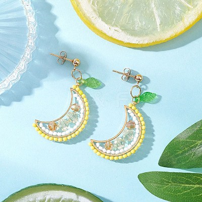 fruits Glass Stud Earrings EJEW-MZ00524-03-1