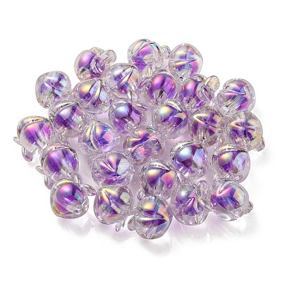 UV Plating Rainbow Iridescent Acrylic Beads OACR-F004-02E-1