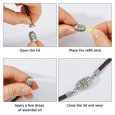 1Pc 304 Stainless Steel Perfume Diffuser Column Link Bracelets BJEW-FG0001-08B-1
