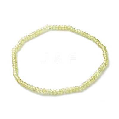Faceted Rondelle Natural Peridot Beads Stretch Bracelets BJEW-JB06383-05-1