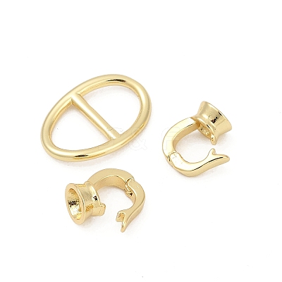 Oval Brass Fold Over Clasps KK-U062-43G-1