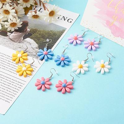 Flower Resin Dangle Earrings EJEW-JE04553-1