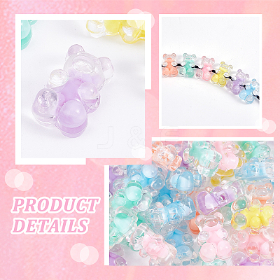 150Pcs 6 Colors Transparent Acrylic Beads OACR-NB0001-51-1