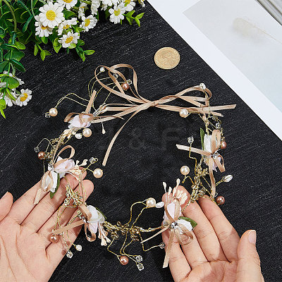 1Pc Alloy with Resin and Polyester Headpiece Cap AJEW-CY0001-92-1