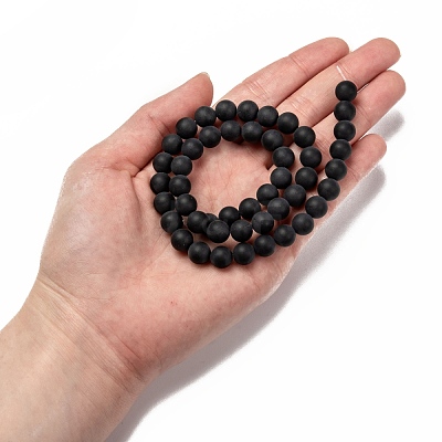 Dyed & Heated Natural Black Agate Bead Strands X-G-H056-8mm-1