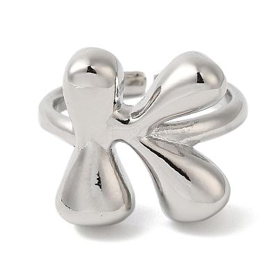 Initials Brass Open Cuff Ring for Women RJEW-N046-02K-P-1