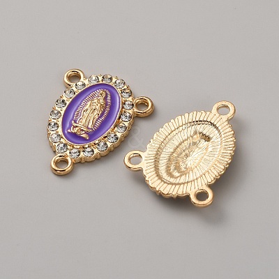 Zinc Alloy Enamel Religion Oval with Virgin Mary Chandelier Component Links FIND-WH0366-384G-04-1