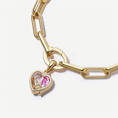 Brass Glass Locket Charm Paperclip Chain Bracelets WGA7A33-01-1