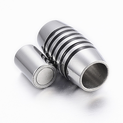 Smooth 304 Stainless Steel Magnetic Clasps with Glue-in Ends LS-STAS-H402-57P-6mm-1