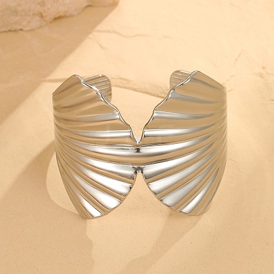 304 Stainless Steel Cuff Bangles for Women BJEW-G750-01P-1