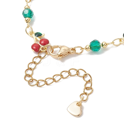 Brass Enamel Cherry Link Chain Bracelets BJEW-JB13011-1