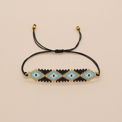 Evil Eye Glass Seed Bead Adjustable Bracelets RH2974-2-1