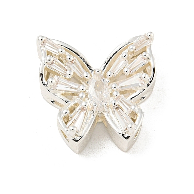 Brass Micro Pave Clear Cubic Zirconia Beads KK-Z057-08S-1