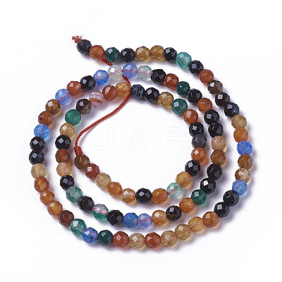 Natural Dyed & Heated Multi-Color Agate Beads Strands G-F596-36-4mm-1