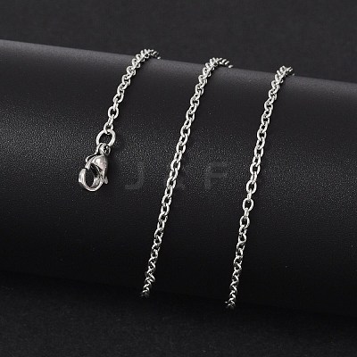Non-Tarnish Classic Plain 304 Stainless Steel Mens Womens Cable Chain Necklace Making STAS-P045-01P-A-1