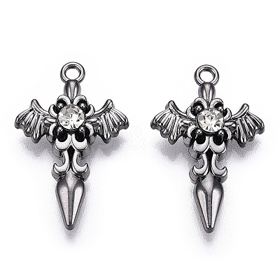 Alloy with Rhinestone Pendants PALLOY-N176-12B-NR-1