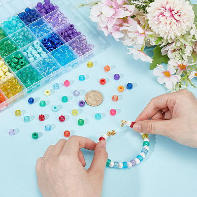 700Pcs 28 Colors Transparent & Opaque Plastic Beads KY-PH0002-30-1