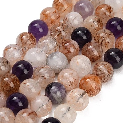 Natural Black Gold Rutilated Quartz Beads Strands GG-CBAC678-A02-10mm-1