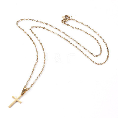 304 Stainless Steel Pendant Necklaces NJEW-I237-03G-1