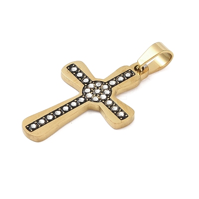 Ion Plating(IP) 304 Stainless Steel Enamel Rhinestone Pendants STAS-Q325-05L-G-1