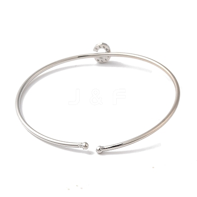 Rack Plating Brass Micro Pave Clear Cubic Zirconia Letter Open Cuff Bangles BJEW-A018-01P-C-1