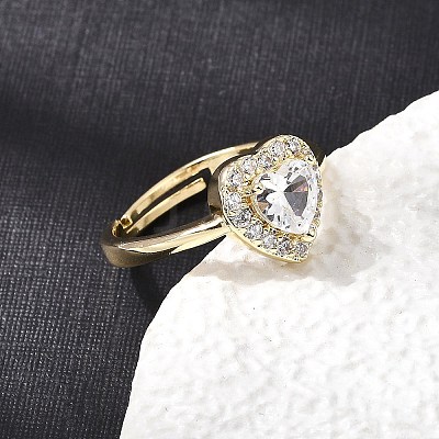 Brass Micro Pave Clear Cubic Zirconia Cuff Open Rings CU-CBA5C10-01G-1