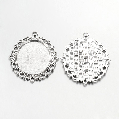 Tibetan Style Oval Pendant Cabochon Settings LS-TIBE-473-AS-RS-1